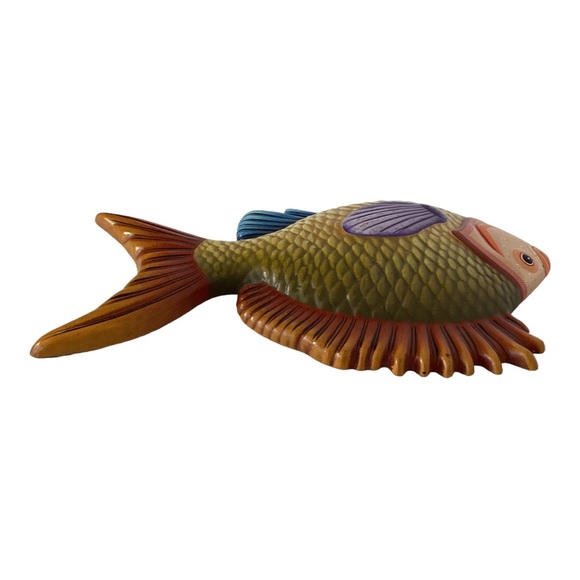 Tonala Signed E. Alvarez Hand Painted Tropical Fish Wall Decor Mexico Pottery - Picture 13 of 15